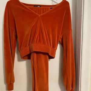 Orange Velour Tracksuit